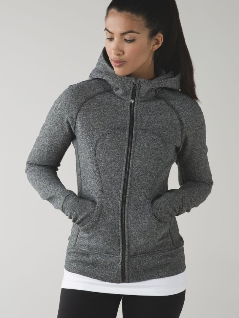 lululemon athletica Heathered Gray Scuba Full-Zip Hooded Jacket Sz.6 - Picture 1 of 8